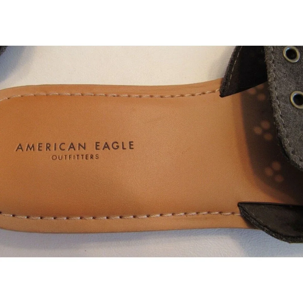 American Eagle Green Leather Studded Slide Sandals Size 7 - Picture 4 of 6